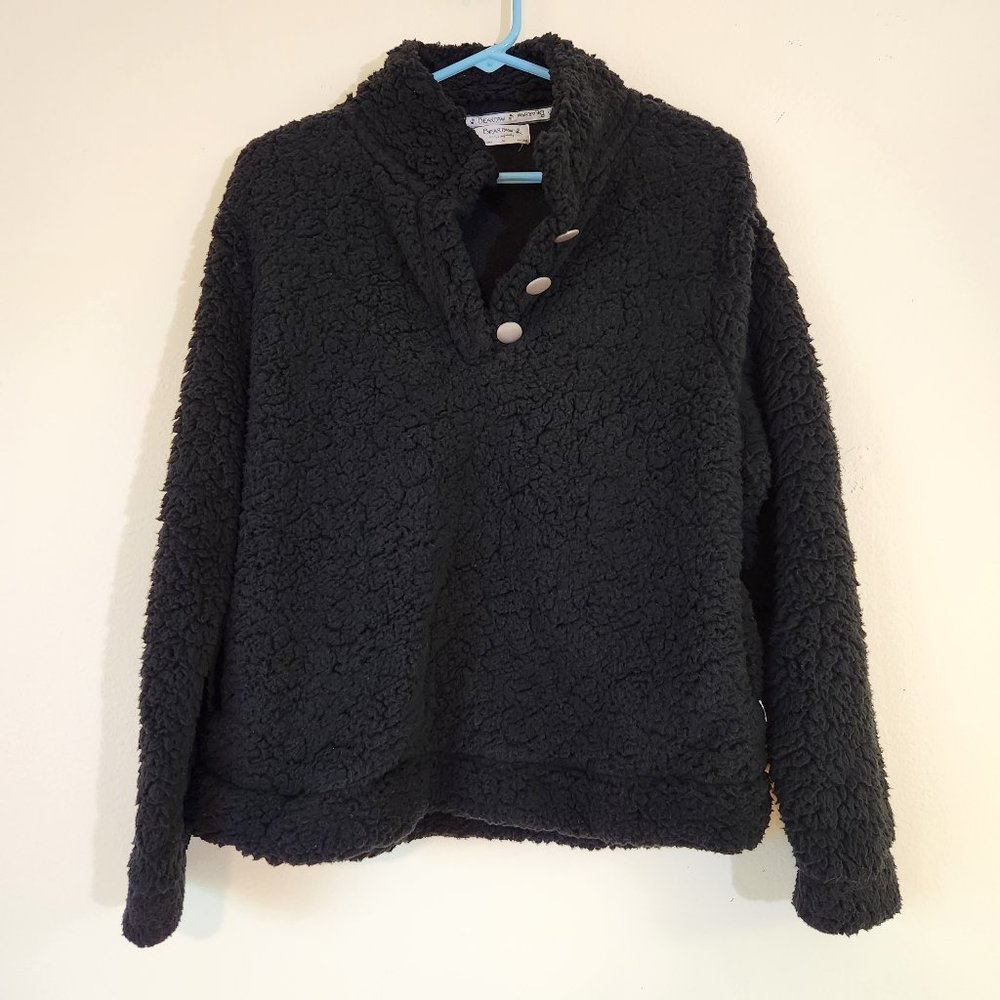 NWT BEARPAW Black Sherpa Fleece Pullover Sweater Size Medium